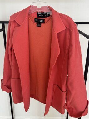 Linda Allard for Ellen Tracy Vintage Wool Coral Blazer & Sleeveless Shell 2-Piec